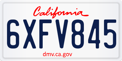 CA license plate 6XFV845