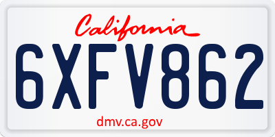 CA license plate 6XFV862
