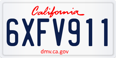 CA license plate 6XFV911