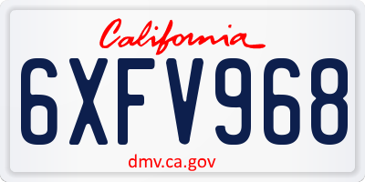 CA license plate 6XFV968