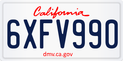 CA license plate 6XFV990