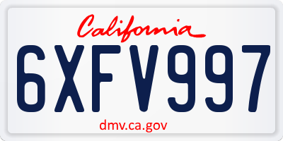CA license plate 6XFV997