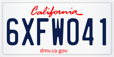 CA license plate 6XFW041