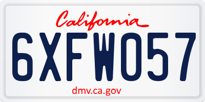 CA license plate 6XFW057