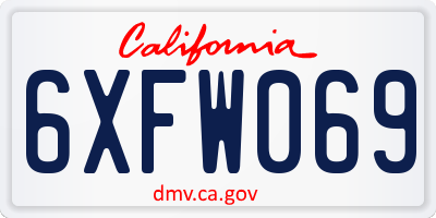 CA license plate 6XFW069