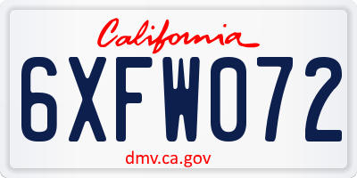 CA license plate 6XFW072