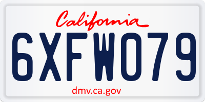 CA license plate 6XFW079