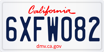 CA license plate 6XFW082