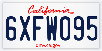 CA license plate 6XFW095