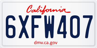 CA license plate 6XFW407