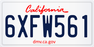 CA license plate 6XFW561