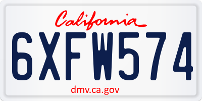 CA license plate 6XFW574
