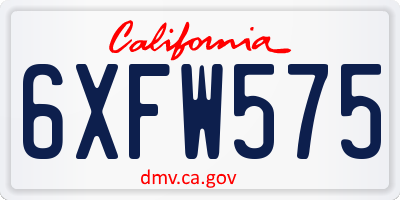 CA license plate 6XFW575