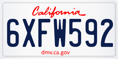 CA license plate 6XFW592