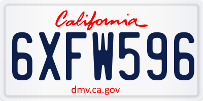 CA license plate 6XFW596