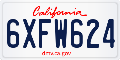 CA license plate 6XFW624