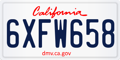 CA license plate 6XFW658