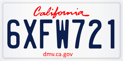 CA license plate 6XFW721