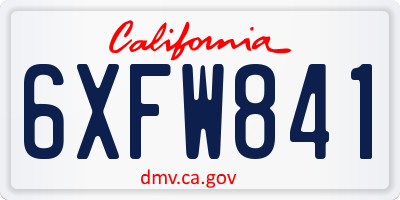 CA license plate 6XFW841