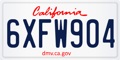 CA license plate 6XFW904