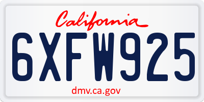 CA license plate 6XFW925