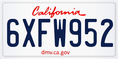 CA license plate 6XFW952