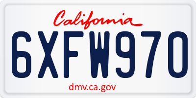CA license plate 6XFW970