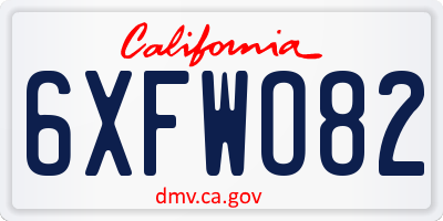 CA license plate 6XFWO82