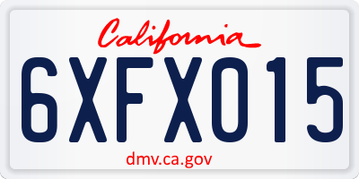 CA license plate 6XFX015