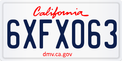 CA license plate 6XFX063