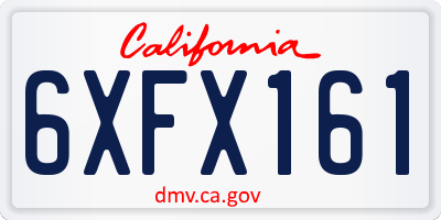 CA license plate 6XFX161