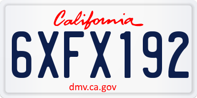 CA license plate 6XFX192