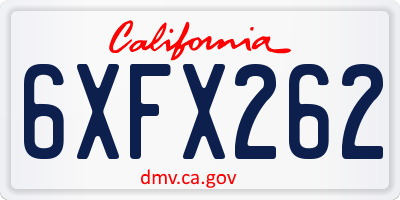 CA license plate 6XFX262