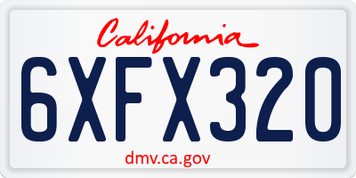 CA license plate 6XFX320