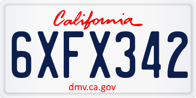CA license plate 6XFX342