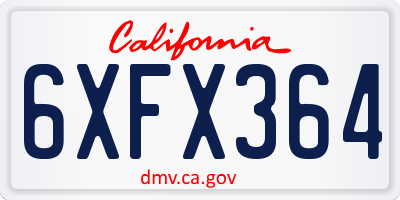 CA license plate 6XFX364