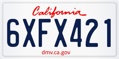 CA license plate 6XFX421