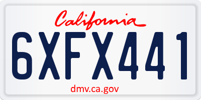 CA license plate 6XFX441
