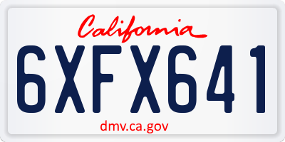 CA license plate 6XFX641