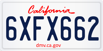 CA license plate 6XFX662