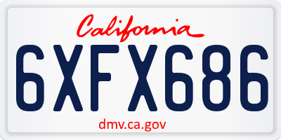 CA license plate 6XFX686