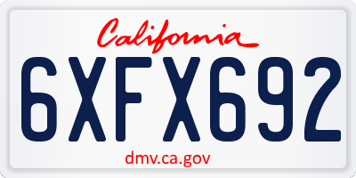 CA license plate 6XFX692