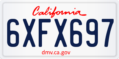 CA license plate 6XFX697