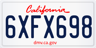 CA license plate 6XFX698