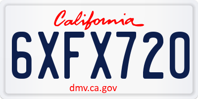 CA license plate 6XFX720