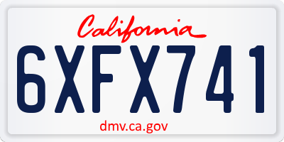 CA license plate 6XFX741
