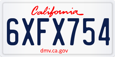 CA license plate 6XFX754