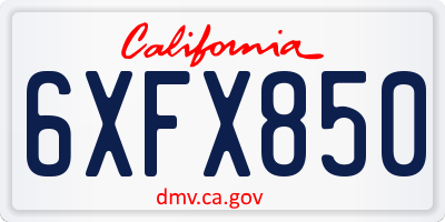 CA license plate 6XFX850