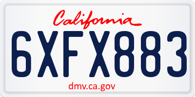 CA license plate 6XFX883