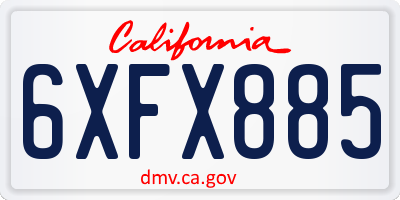 CA license plate 6XFX885
